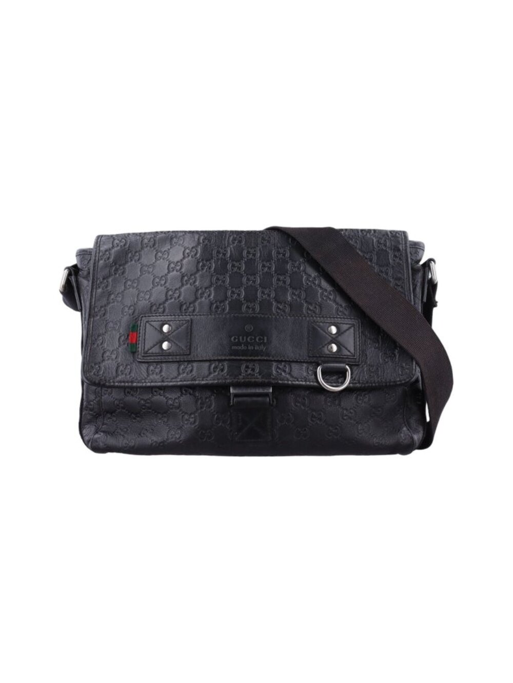 Gucci Guccissima Messenger Black Leather Tote